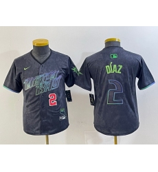 Women Tampa Bay Rays 2 Yandy Diaz Charcoal 2024 City Connect Limited Stitched Baseball Jersey