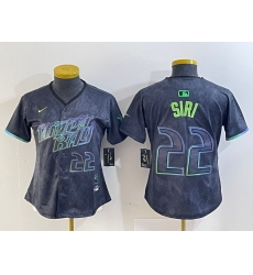 Women Tampa Bay Rays 22 Jose Siri Charcoal 2024 City Connect Limited Stitched Baseball Jersey  3