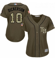 Womens Majestic Tampa Bay Rays 10 Corey Dickerson Replica Green Salute to Service MLB Jersey