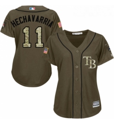 Womens Majestic Tampa Bay Rays 11 Adeiny Hechavarria Authentic Green Salute to Service MLB Jersey 
