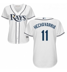 Womens Majestic Tampa Bay Rays 11 Adeiny Hechavarria Replica White Home Cool Base MLB Jersey 