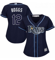 Womens Majestic Tampa Bay Rays 12 Wade Boggs Authentic Navy Blue Alternate Cool Base MLB Jersey