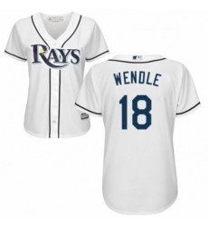 Womens Majestic Tampa Bay Rays 18 Joey Wendle Authentic White Home Cool Base MLB Jersey 