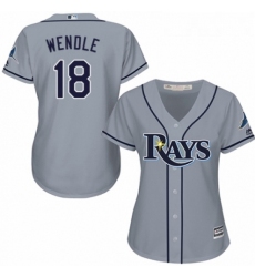 Womens Majestic Tampa Bay Rays 18 Joey Wendle Replica Grey Road Cool Base MLB Jersey 