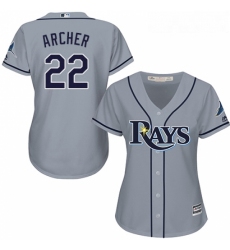 Womens Majestic Tampa Bay Rays 22 Chris Archer Authentic Grey Road Cool Base MLB Jersey