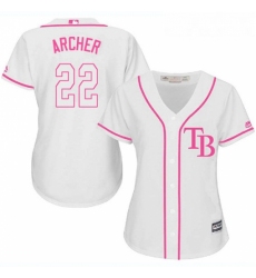 Womens Majestic Tampa Bay Rays 22 Chris Archer Authentic White Fashion Cool Base MLB Jersey