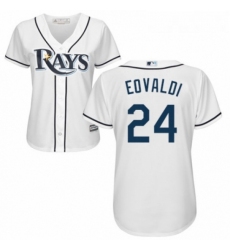 Womens Majestic Tampa Bay Rays 24 Nathan Eovaldi Authentic White Home Cool Base MLB Jersey 