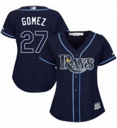 Womens Majestic Tampa Bay Rays 27 Carlos Gomez Authentic Navy Blue Alternate Cool Base MLB Jersey 
