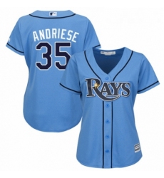 Womens Majestic Tampa Bay Rays 35 Matt Andriese Authentic Light Blue Alternate 2 Cool Base MLB Jersey 