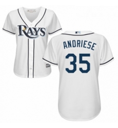 Womens Majestic Tampa Bay Rays 35 Matt Andriese Authentic White Home Cool Base MLB Jersey 
