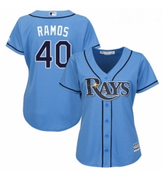 Womens Majestic Tampa Bay Rays 40 Wilson Ramos Authentic Light Blue Alternate 2 Cool Base MLB Jersey