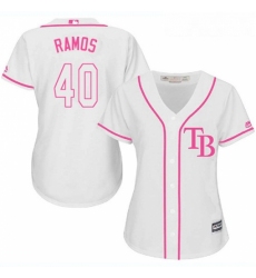 Womens Majestic Tampa Bay Rays 40 Wilson Ramos Authentic White Fashion Cool Base MLB Jersey