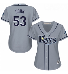 Womens Majestic Tampa Bay Rays 53 Alex Cobb Authentic Grey Road Cool Base MLB Jersey