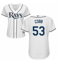 Womens Majestic Tampa Bay Rays 53 Alex Cobb Authentic White Home Cool Base MLB Jersey