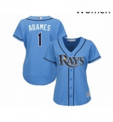Womens Tampa Bay Rays 1 Willy Adames Replica Light Blue Alternate 2 Cool Base Baseball Jersey 