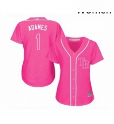 Womens Tampa Bay Rays 1 Willy Adames Replica Pink Fashion Cool Base Baseball Jersey 
