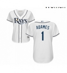 Womens Tampa Bay Rays 1 Willy Adames Replica White Home Cool Base Baseball Jersey 