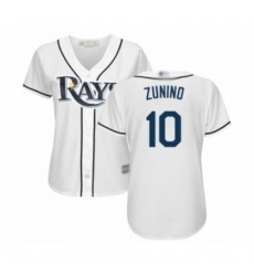 Women's Tampa Bay Rays #10 Mike Zunino Authentic White Home Cool Base Baseball Player Jersey