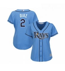 Womens Tampa Bay Rays 2 Yandy Diaz Replica Light Blue Alternate 2 Cool Base Baseball Jersey 