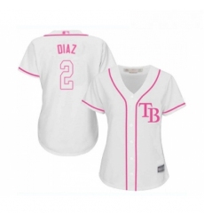 Womens Tampa Bay Rays 2 Yandy Diaz Replica White Fashion Cool Base Baseball Jersey 