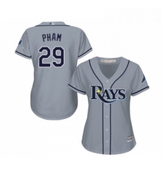 Womens Tampa Bay Rays 29 Tommy Pham Replica Grey Road Cool Base Baseball Jersey 
