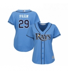 Womens Tampa Bay Rays 29 Tommy Pham Replica Light Blue Alternate 2 Cool Base Baseball Jersey 
