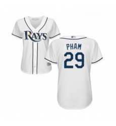 Womens Tampa Bay Rays 29 Tommy Pham Replica White Home Cool Base Baseball Jersey 