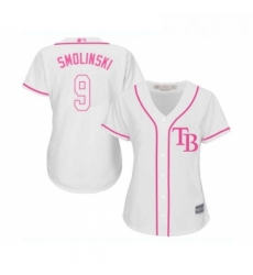 Womens Tampa Bay Rays 9 Jake Smolinski Replica White Fashion Cool Base Baseball Jersey 