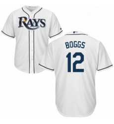 Youth Majestic Tampa Bay Rays 12 Wade Boggs Replica White Home Cool Base MLB Jersey