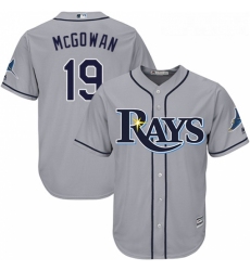 Youth Majestic Tampa Bay Rays 19 Dustin McGowan Authentic Grey Road Cool Base MLB Jersey 