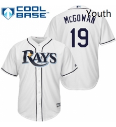 Youth Majestic Tampa Bay Rays 19 Dustin McGowan Replica White Home Cool Base MLB Jersey 