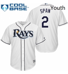 Youth Majestic Tampa Bay Rays 2 Denard Span Replica White Home Cool Base MLB Jersey 