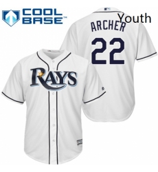 Youth Majestic Tampa Bay Rays 22 Chris Archer Authentic White Home Cool Base MLB Jersey