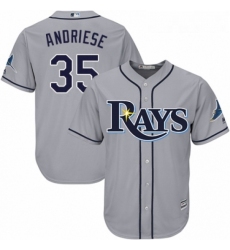 Youth Majestic Tampa Bay Rays 35 Matt Andriese Authentic Grey Road Cool Base MLB Jersey 