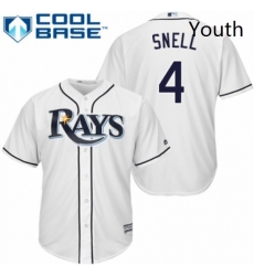 Youth Majestic Tampa Bay Rays 4 Blake Snell Authentic White Home Cool Base MLB Jersey 