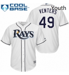 Youth Majestic Tampa Bay Rays 49 Jonny Venters Authentic White Home Cool Base MLB Jersey 