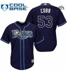 Youth Majestic Tampa Bay Rays 53 Alex Cobb Replica Navy Blue Alternate Cool Base MLB Jersey