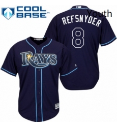 Youth Majestic Tampa Bay Rays 8 Rob Refsnyder Authentic Navy Blue Alternate Cool Base MLB Jersey 
