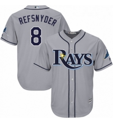 Youth Majestic Tampa Bay Rays 8 Rob Refsnyder Replica Grey Road Cool Base MLB Jersey 