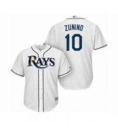 Youth Tampa Bay Rays #10 Mike Zunino Authentic White Home Cool Base Baseball Player Jersey