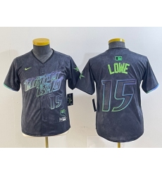 Youth Tampa Bay Rays 15 Josh Lowe Charcoal 2024 City Connect Limited Stitched Baseball Jersey  5