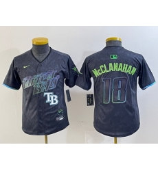 Youth Tampa Bay Rays 18 Shane McClanahan Charcoal 2024 City Connect Limited Stitched Baseball Jersey 6