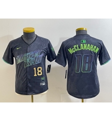 Youth Tampa Bay Rays 18 Shane McClanahan Charcoal 2024 City Connect Limited jerseys 3