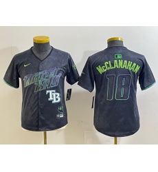 Youth Tampa Bay Rays 18 Shane McClanahan Charcoal 2024 City Connect Limited jerseys