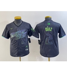 Youth Tampa Bay Rays 2 Yandy Diaz Charcoal 2024 City Connect Limited Stitched Baseball Jersey 5