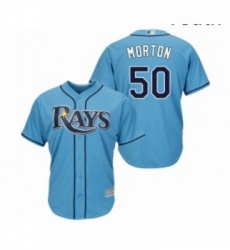 Youth Tampa Bay Rays 50 Charlie Morton Replica Light Blue Alternate 2 Cool Base Baseball Jersey 