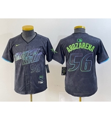 Youth Tampa Bay Rays 56 Randy Arozarena Charcoal 2024 City Connect Limited Stitched Baseball Jersey 1