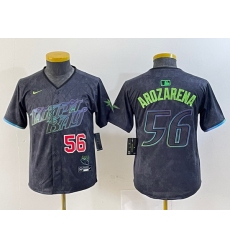 Youth Tampa Bay Rays 56 Randy Arozarena Charcoal 2024 City Connect Limited Stitched Baseball Jersey 6