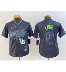 Youth Tampa Bay Rays 8 Brandon Lowe Charcoal 2024 City Connect Limited Stitched Baseball Jerseys 2