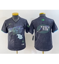 Youth Tampa Bay Rays Team Big Logo Charcoal 2024 City Connect Limited Stitched Baseball JerseyS 2